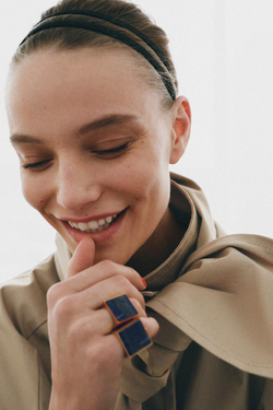 ZARA КОЛЬЦО-ПЕЧАТКА С КАМНЕМ, ЗОЛОТИСТЫЙ