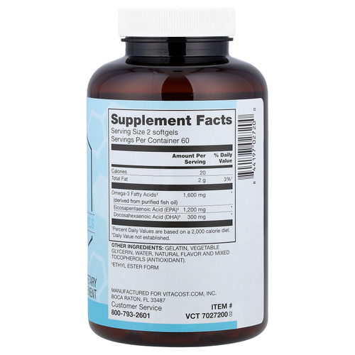 Vitacost, Synergy®, Super EPA Omega-3, 120 Softgels  (600 mg per Softgel)