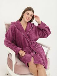 Халат женский махровый фиолетовый AYKA HOME