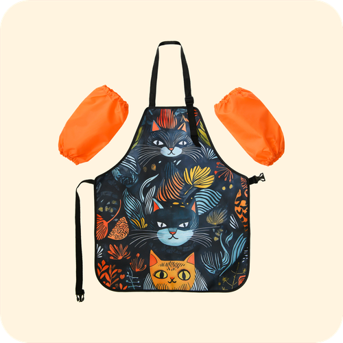 Фартук для творчества с застёжкой фастекс. Сказочные коты