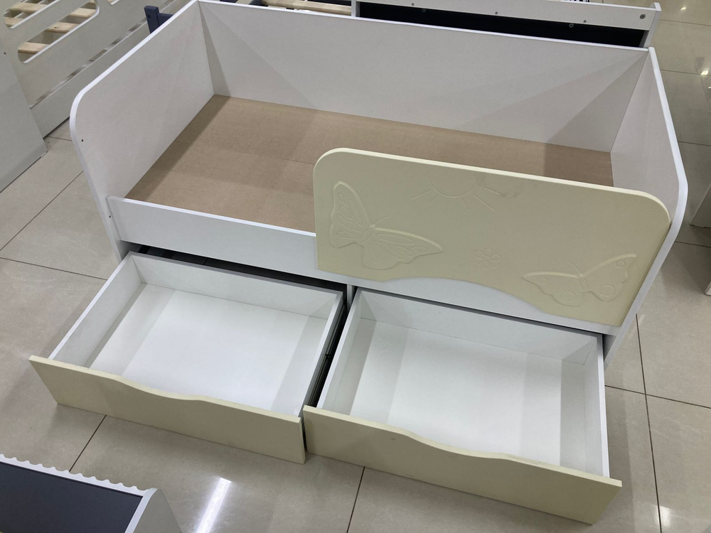 Кровать-софа Бабочка белый/тирамису