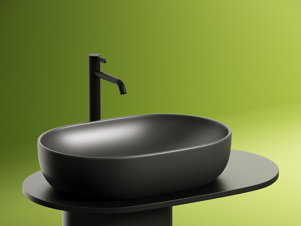 Умывальник чаша накладная овальная (цвет Темный Антрацит Матовый) Element 600x415x135мм