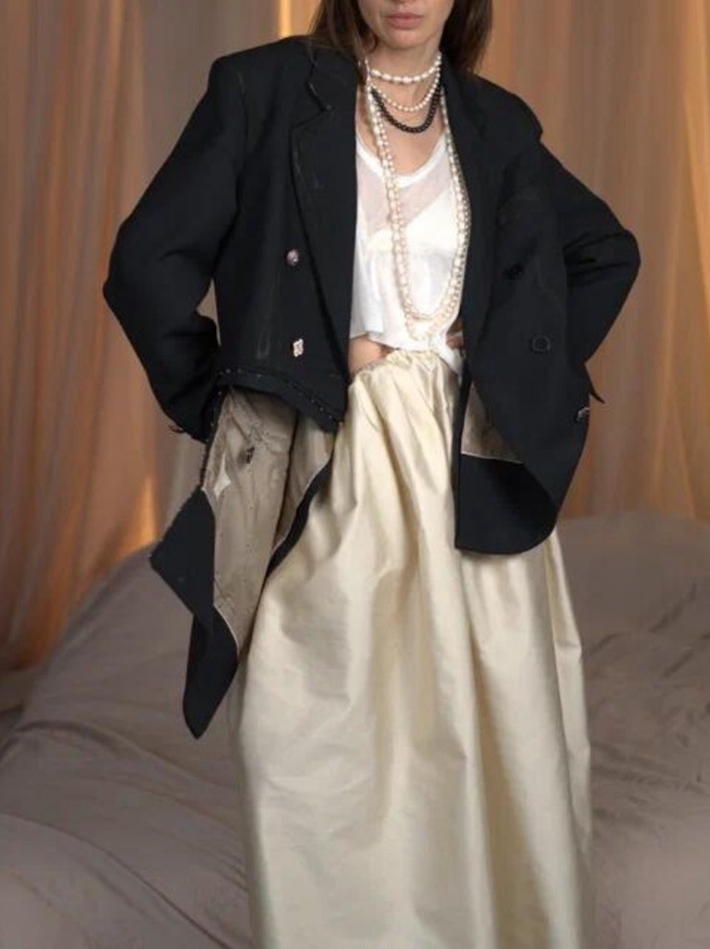 Жакет из шелка/шерсти со множеством деталей