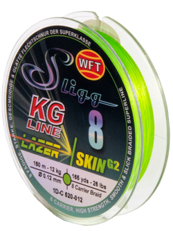 Леска плетёная WFT KG SLIGG LAZER SKIN G2 x8 Chartreuse 150 м, 0.12 мм