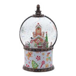 GAEM Фигурка декор в шаре "Пряничный дом" (подсвет, муз, вьюга, движ, AAх3 н/п +USB 100 см), L13 W13 H21