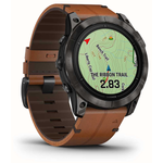 Умные часы Garmin Epix Pro (Gen 2) 51 мм Sapphire Edition титан DLC Carbon Grey с каштановым кожаным ремешком