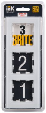 BRITE Рамка 3 -местная РУ-3-2-БрБ стекло белый IEK