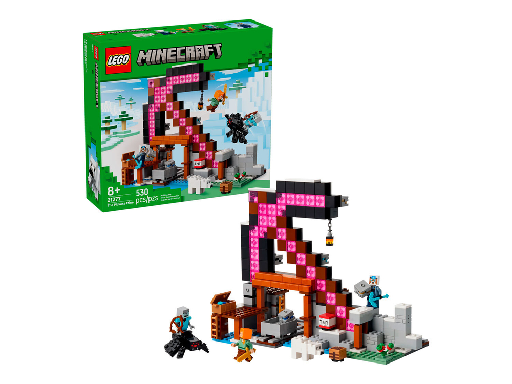 LEGO Minecraft 21277 «The Pickaxe Mine» — шахта с киркой и динамитным вагонеткой