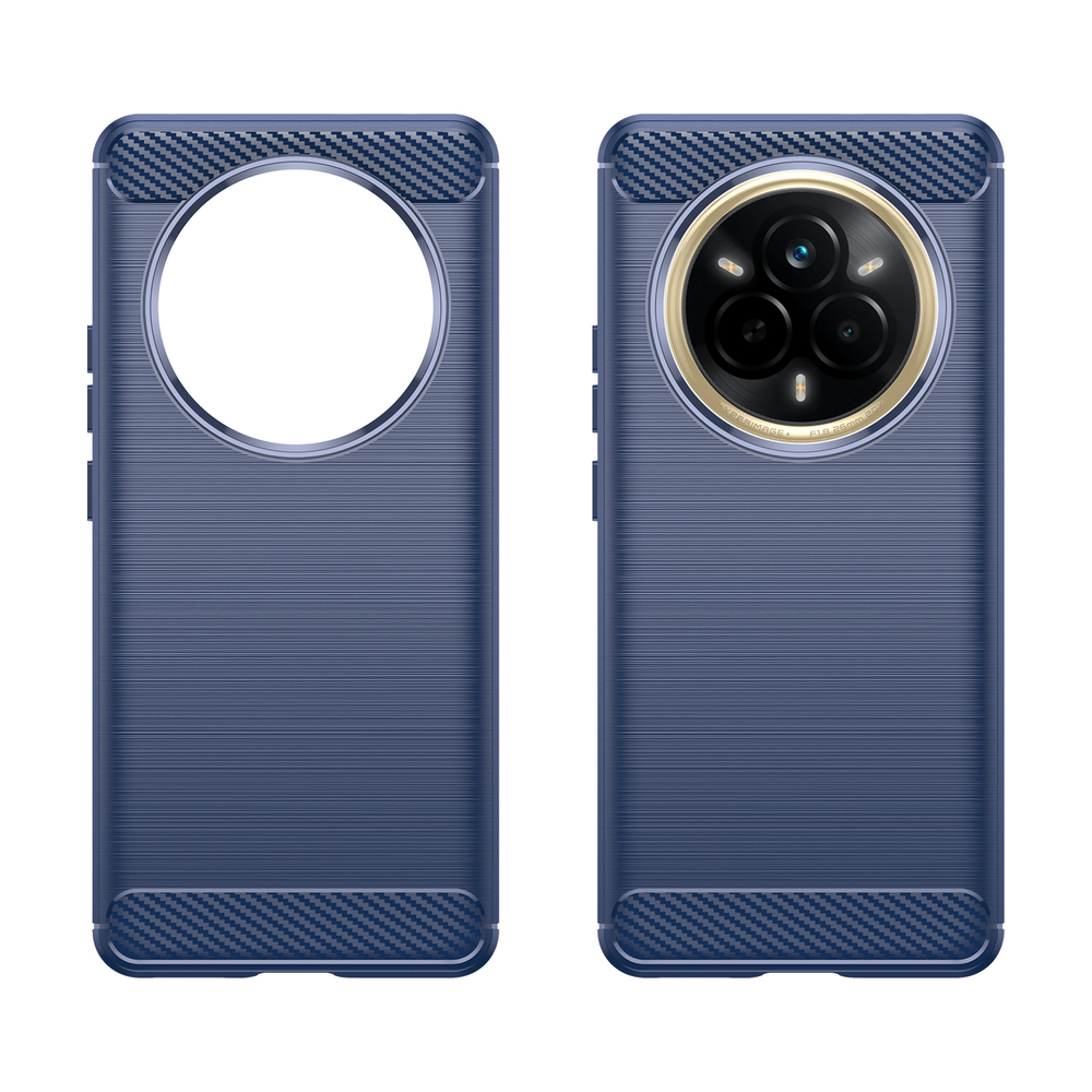 Чехол синего цвета с дизайном под карбон на Realme 14 Pro (Narzo 80 Pro), серия Carbon от Caseport