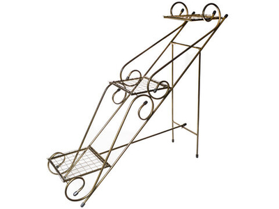 Подставка для цветов "Лесенка" на 3 горшка складная бронзовый антик