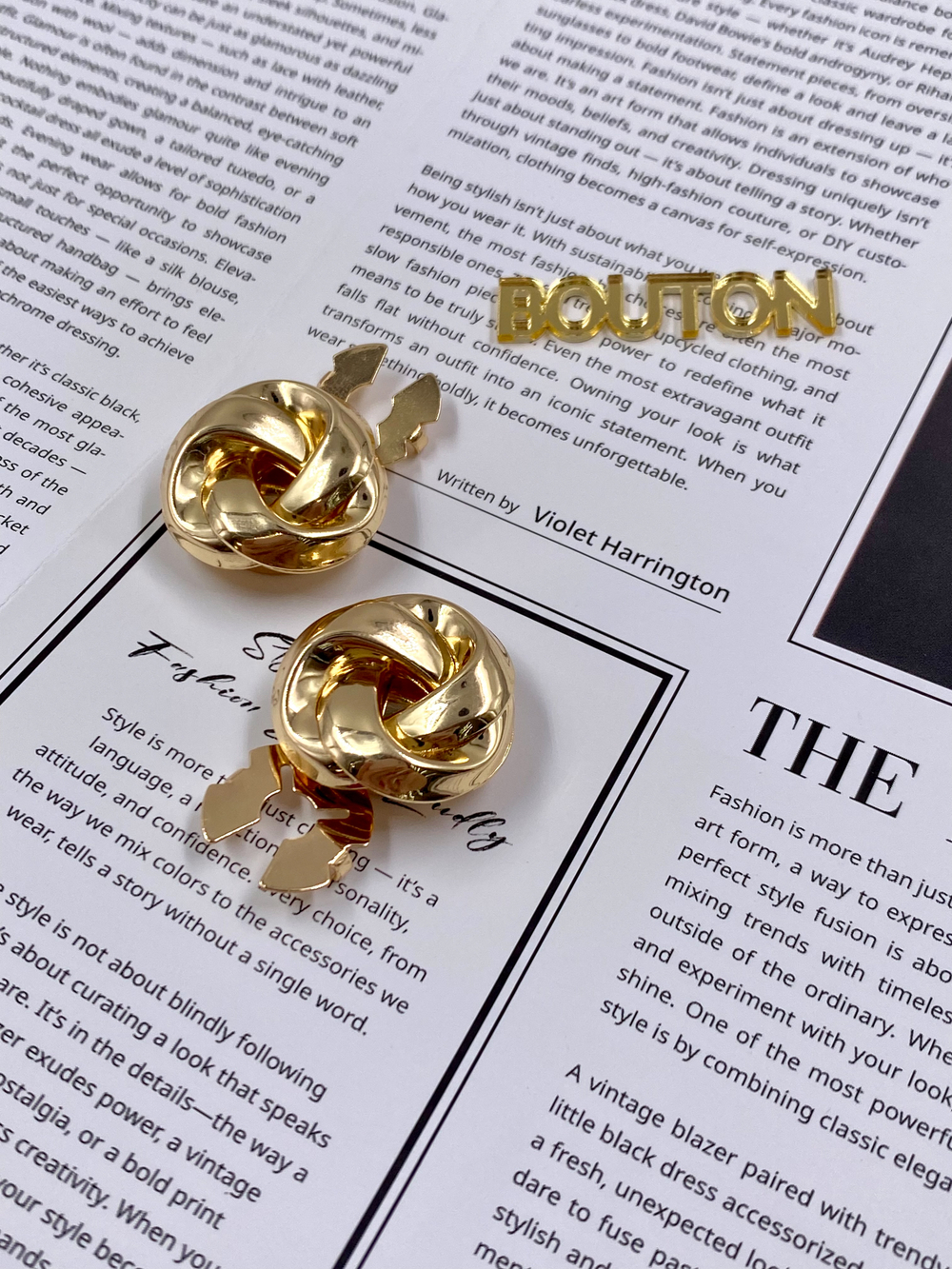 Накладка на пуговицу Узел золотистый