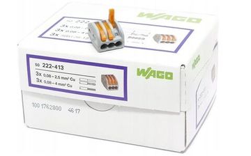 Клемма Wago с зажимами 222-413 original (в упак. 50шт.)