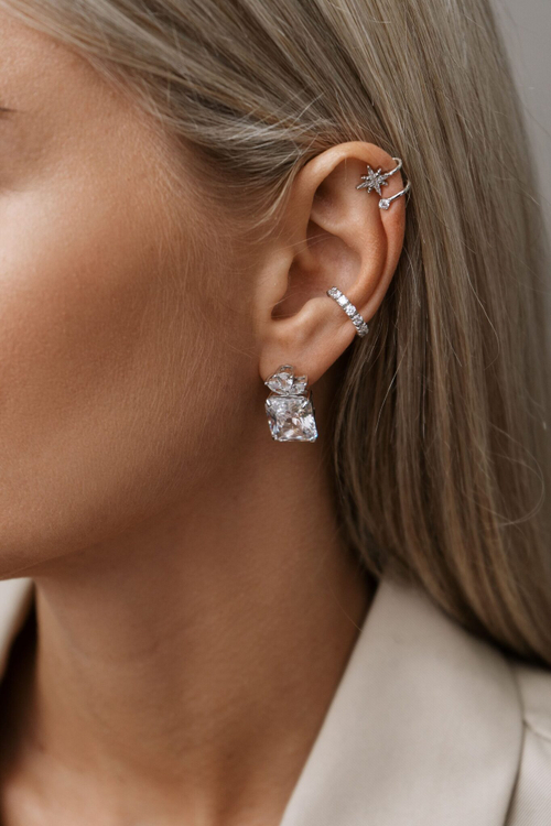 Серьги массивные с фианитами