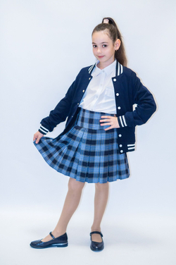 Юбка школьная для девочки девочковая складка в складку синяя серая крупная клетка в клетку тенниска тату татушки 116 122