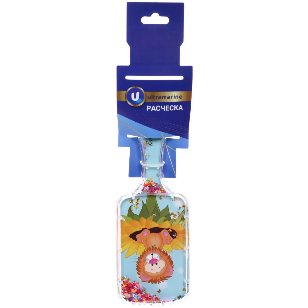 Расческа массажная детская «ФРАТТИ БУМ», лев Арти, форма прямоугольная, 20*6,5см (блистер Ультрамарин)