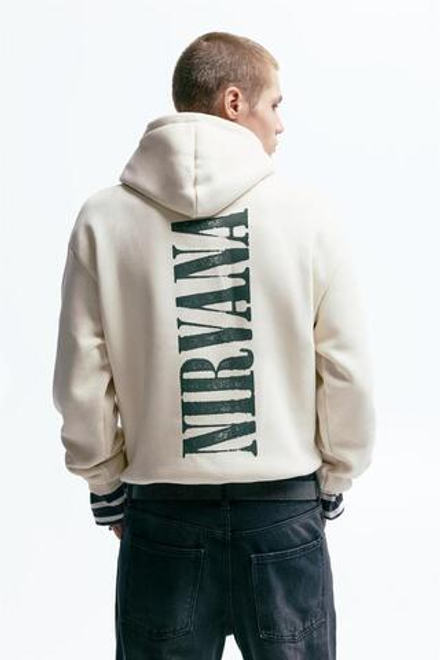 PULL&BEAR Толстовка с капюшоном Nirvana, белый
