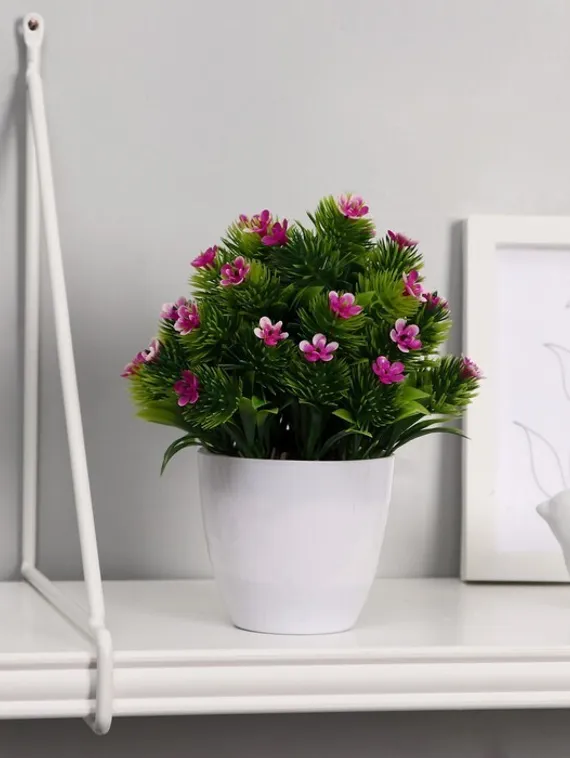 Бонсай в горшочке &quot;Пушистый цветочный куст&quot; 8*16 см, микс