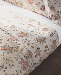 Zara Home - Простыня из атласа с цветочным рисунком (300 нитей), экрю, 210x280 см