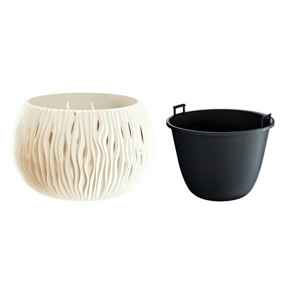 Кашпо SANDY bowl 2в1 (с технол. горшком) d23,8 H16,1 - кремовый
