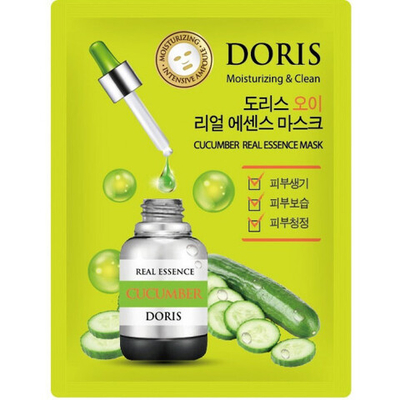 [DORIS] Тканевая маска для лица ОГУРЕЦ CUCUMBER Real Essence Mask, 25 мл