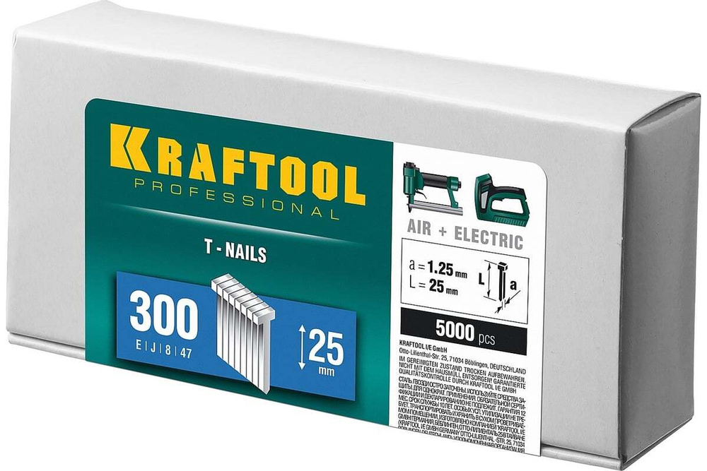 KRAFTOOL тип 18GA (47 / 300 / F) 25 мм, 5000 шт, гвозди для нейлера (31785-25)