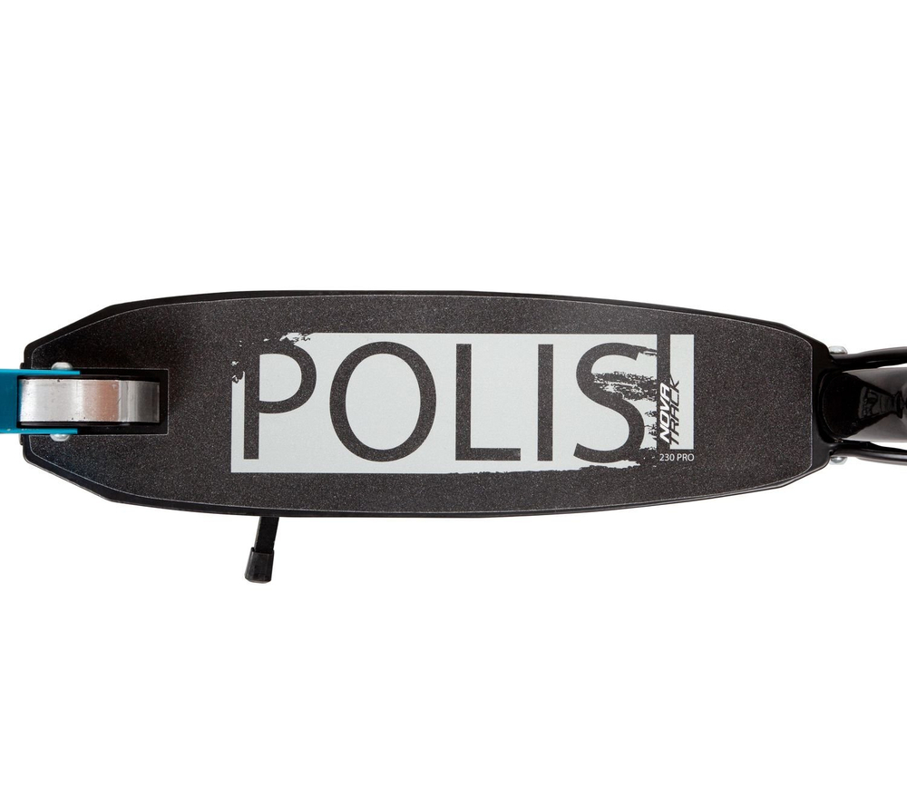 Самокат для детей NOVATRACK POLIS PRO, 230/200 мм, складной с кнопкой, черный
