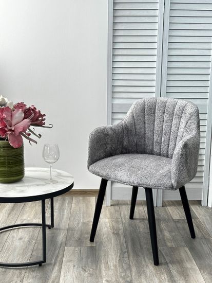 Стул МАНГО ДАНС 360 град. поворотный, Alpina Dove, букле / Черный каркас