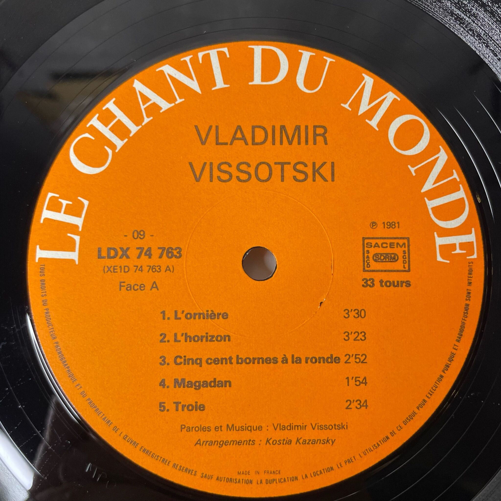 Винтажная виниловая пластинка LP Владимир Высоцкий Vladimir Vissotski Le Vol Arrete Прерванный полет (Франция 1981)