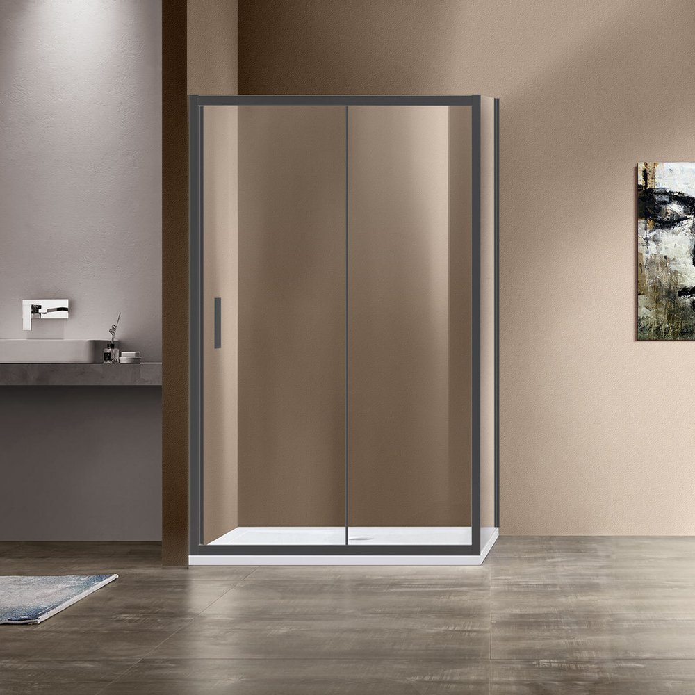 Душевой уголок Garda VSR-1G8011CLGM, 1100*800, вороненая сталь, стекло прозрачное