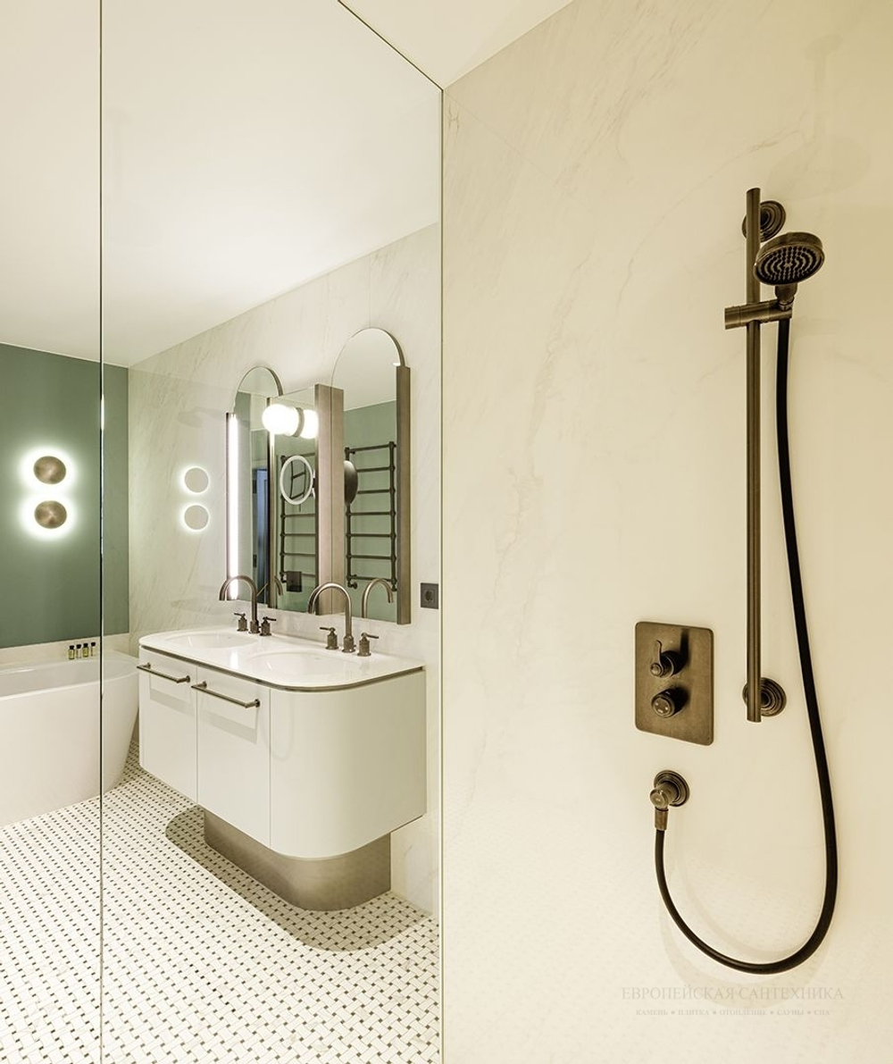 Смеситель для раковины Gessi Venti20, на 3 отверстия зонтичный, без донного клапана, цвет Brass PVD