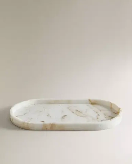ZARA HOME ПОДНОС ДЛЯ ВАННОЙ С МРАМОРНЫМ УЗОРОМ, ЭКРЮ