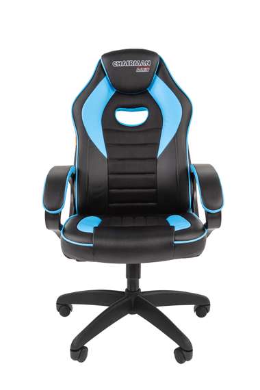 Офисное кресло Chairman   game 16 Россия экопремиум черный/голубой