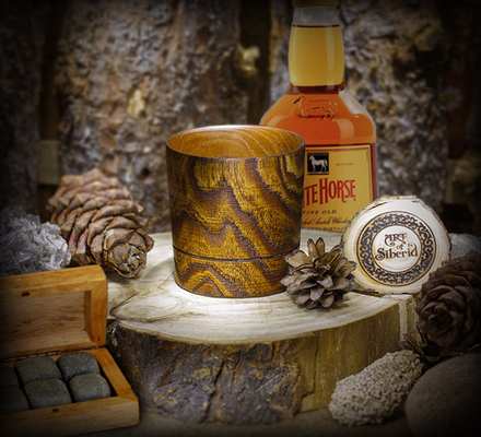 Бокал для виски из натурального дерева вяз