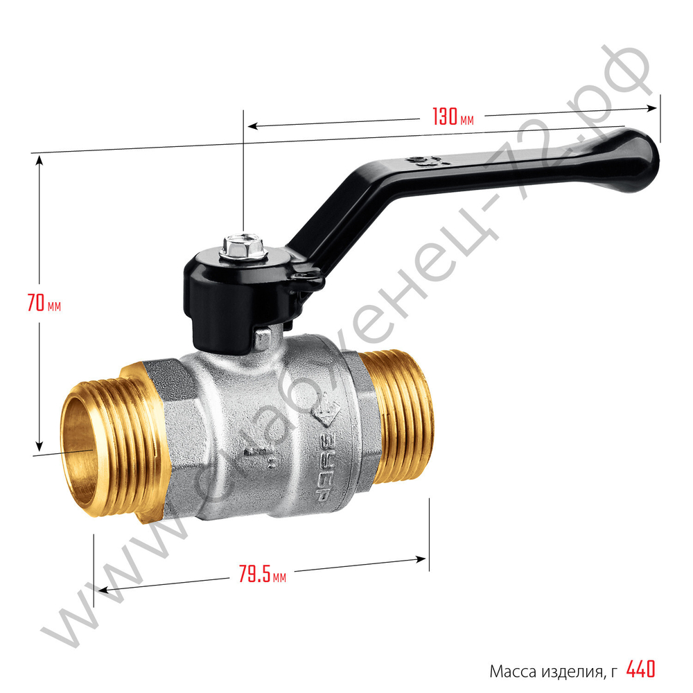 ЗУБР d 1″, ручка-рычаг, ″папа-папа″, Полнопроходной шаровой кран (51326-1)