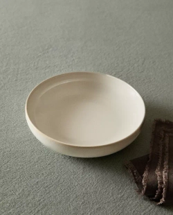 ZARA HOME ГЛУБОКАЯ ТАРЕЛКА С КАЙМОЙ, БЕЛЫЙ