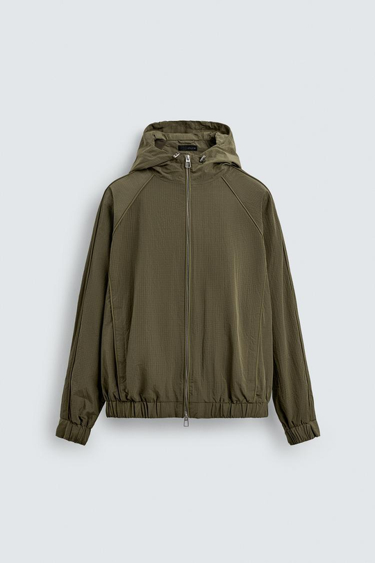 ZARA ЛЕГКАЯ НЕПРОМОКАЕМАЯ КУРТКА ИЗ ВЫСОКОТЕХНОЛОГИЧНОЙ ТКАНИ, ХАКИ