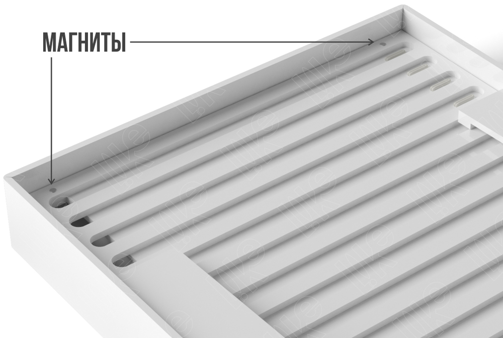 Планшет акриловый/для цепей/браслетов/20 крючков/пазы/съемные магнитные планки/315*213*35 мм.