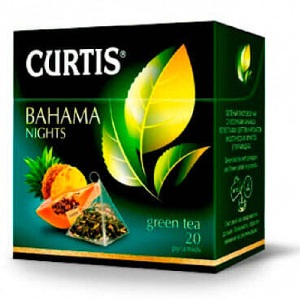 Чай зеленый Curtis  Bahama Nights (Ананас) пирамидки 20 штук.