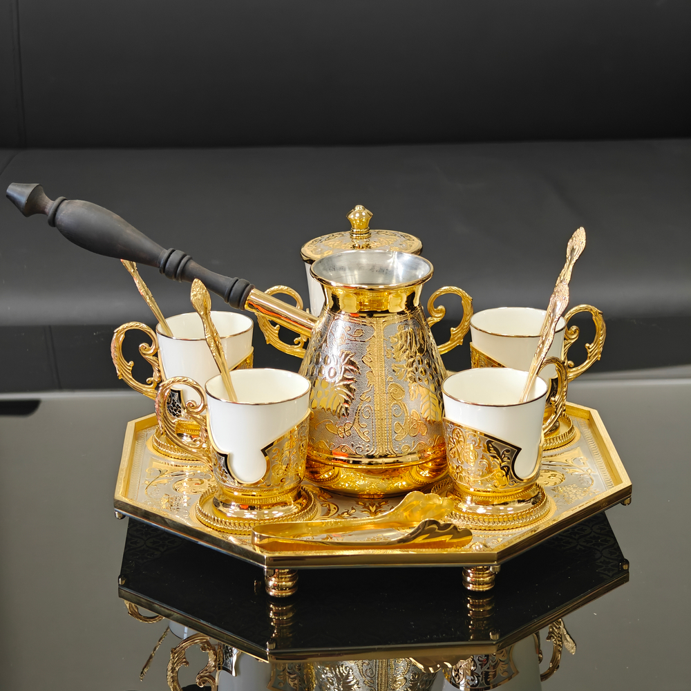 Набор кофейный на 4 персоны с туркой "Вельможа" (Златоуст)