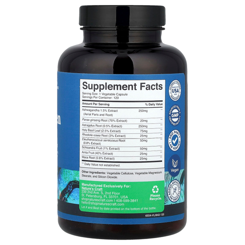 Nature's Craft, Смесь адаптогенов, 120 капсул