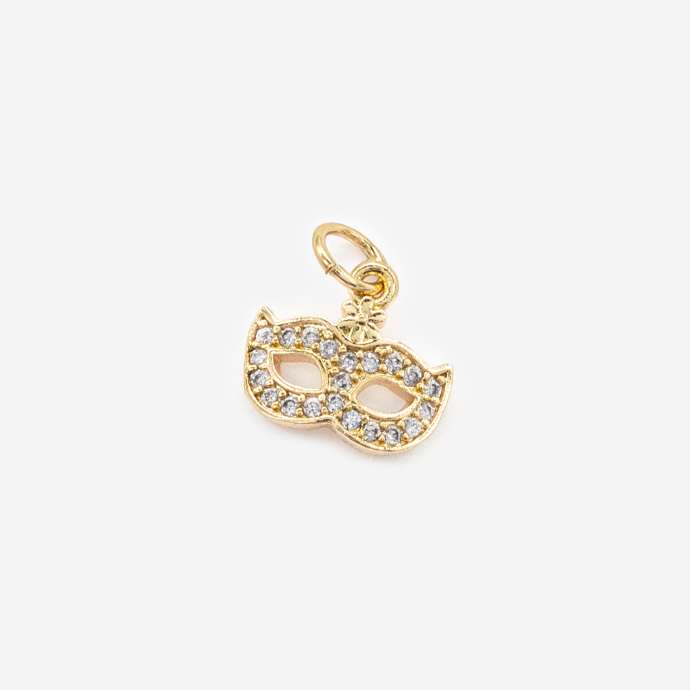 Подвеска "Маска", 10,2*11,2мм, фианиты, позолота