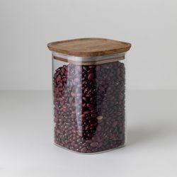 Банка для хранения квадратная Glass Acacia, 1,1 л