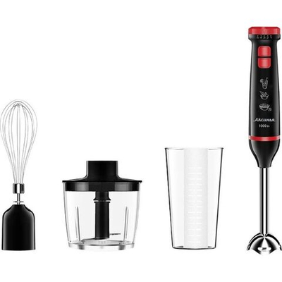 Блендер погружной 1000 Вт, 2 скор, стакан,венчик,измельчитель, Аксинья, КС-307В, чер