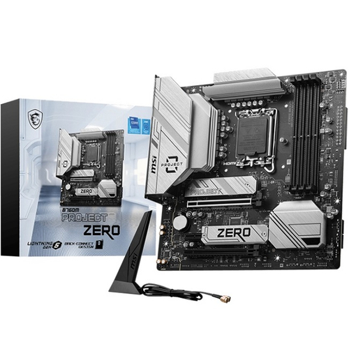 Материнская плата MSI B760M PROJECT ZERO (LGA1700/B760/4xDDR5/2xPCI-Ex16/2xM.2/SB7.1/GLAN/Wi-Fi/BT/HDMI/DP/mATX)