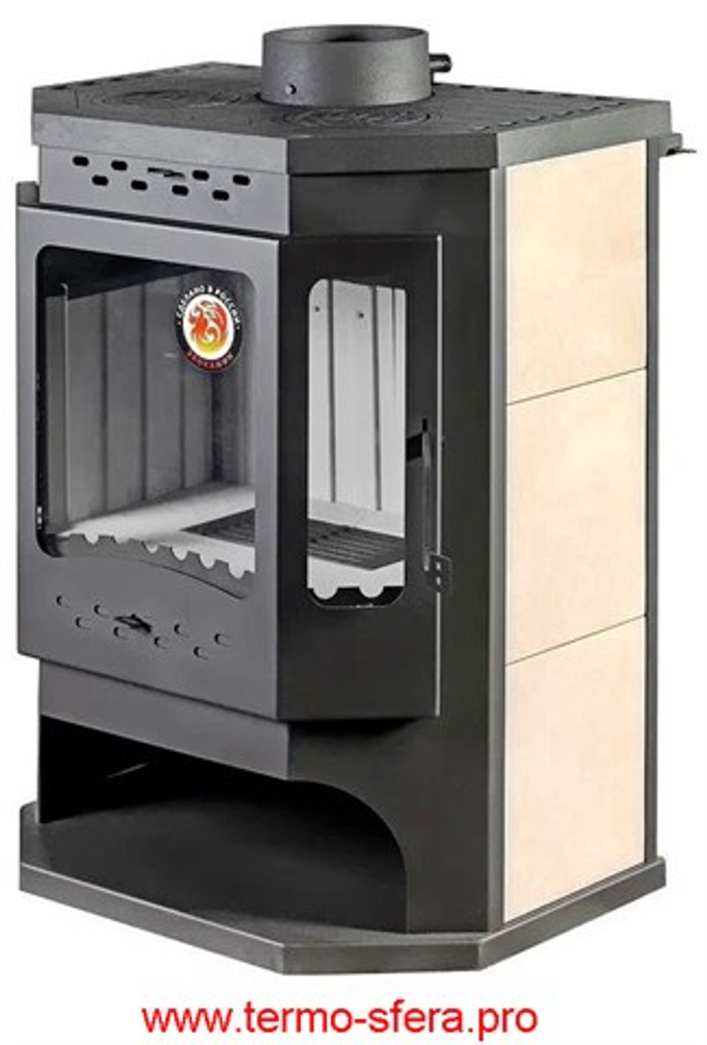 Печь-камин БАВАРИЯ ПРИЗМАТИК с плитой