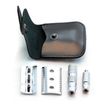 Станок для бритья Dovo разборный, цвет хром, кожаный чехол