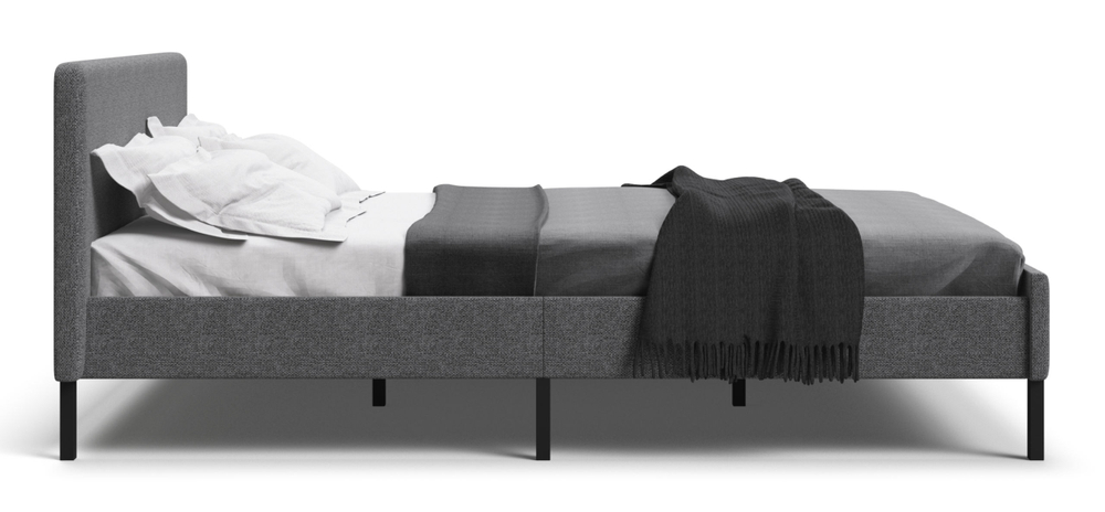 Уна Кровать 160 Рогожка Мальмо серый, Чёрный