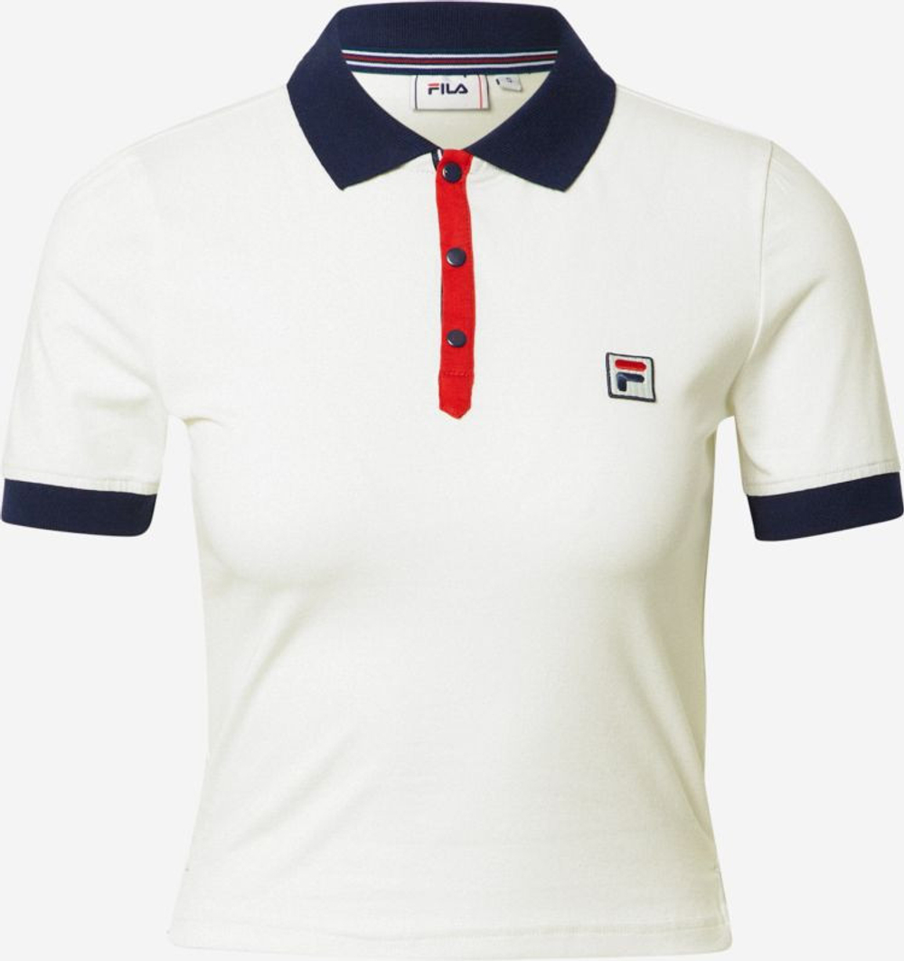 Женское поло Fila Hateya Cropped Polo Shirt Women - blanc de blanc/black iris