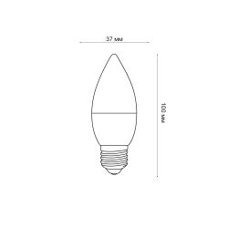 LED-C37-6W-3000K-E27-FR-SLS Лампа светодиодная. Форма свеча. матовая. Теплый белый свет 3000K. ТМ Volpe