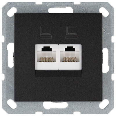 Интернет розекта 2х терминальная 6 категория, цвет антрацит
